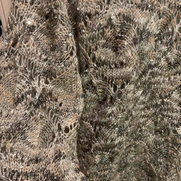 Coldwater Creek silver sequin crochet Christmas new year cardigan M - Picture 6 of 9